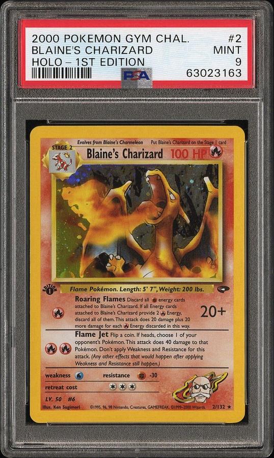 Used 2000 POKEMON GYM CHALLENGE HOLO-1ST EDITION #2 BLAINE'S CHARIZARD PSA 9
