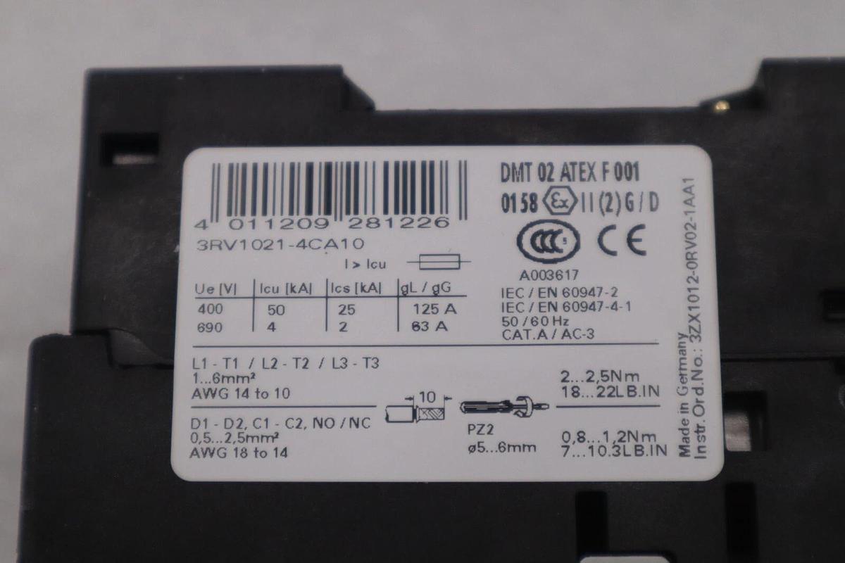 NEW OPEN BOX 3RV1021-4CA10 SIEMENS Circuit Breaker STOCK G533A