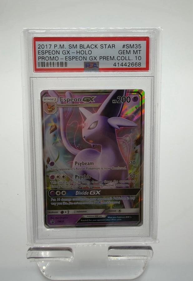 Used 2017 POKEMON SUN & MOON BLACK STAR PROMOS #SM35 ESPEON GX-HOLO PSA 10 LOW POP