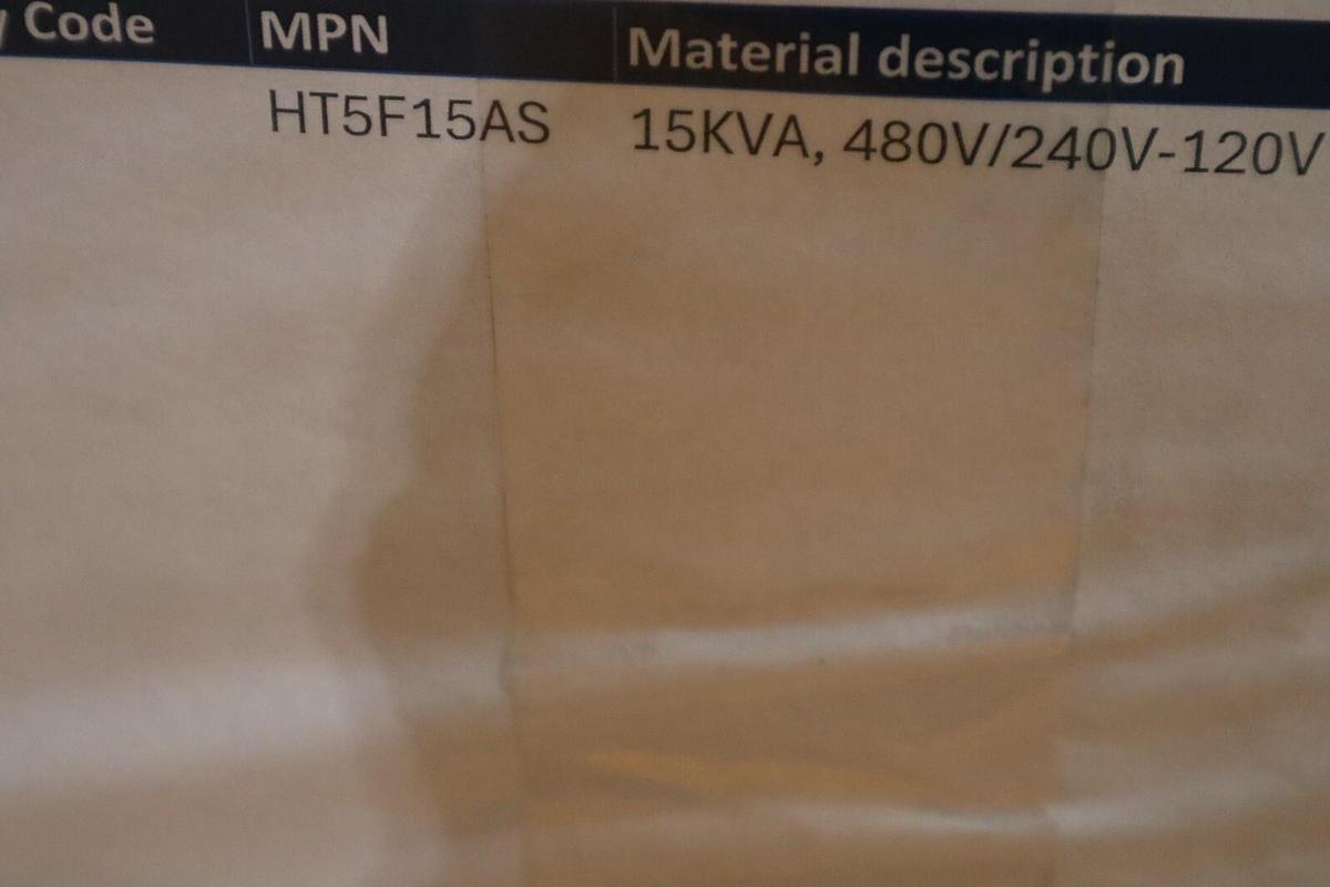 Used EGS SOLA HEVI-DUTY 15 KVA 480D-240DCT Cat #: HT5F15AS 480V 3PH NEW STOCK S-660