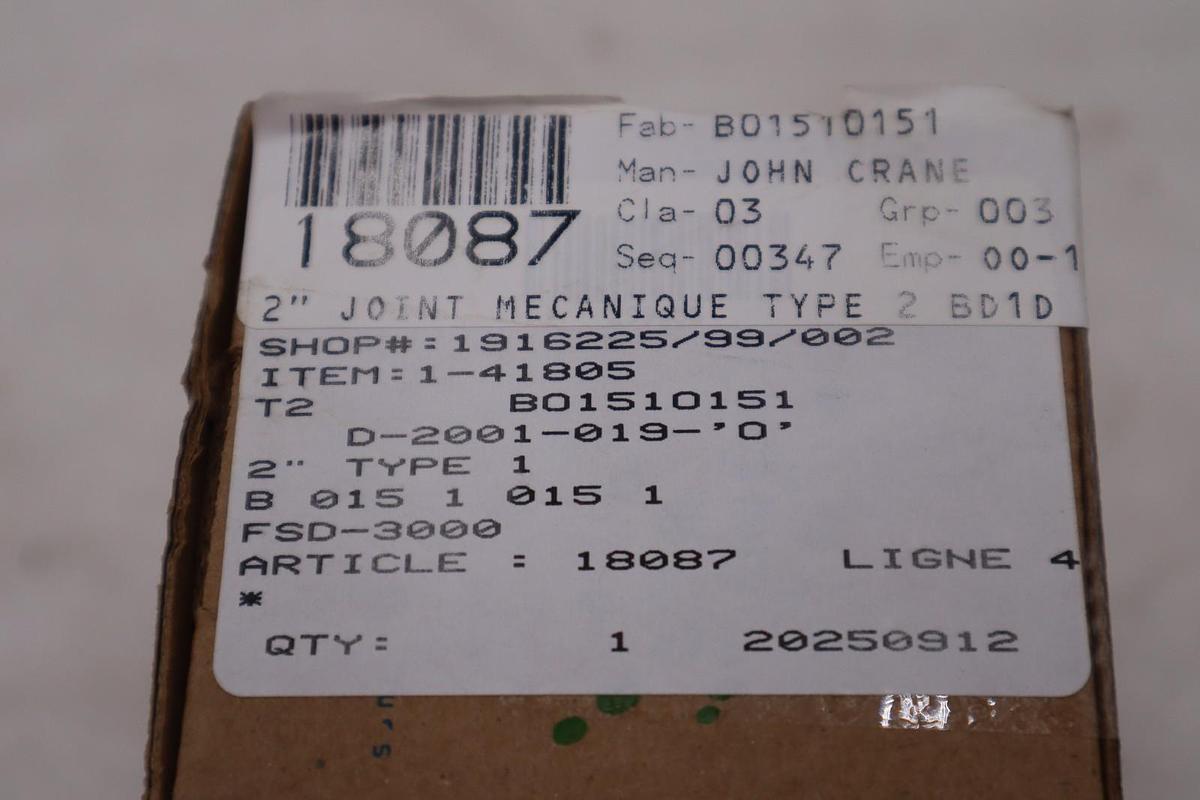 John Crane FSD3000 2" TYPE 1 Assembly - NEW IN BOX - STOCK GF509A