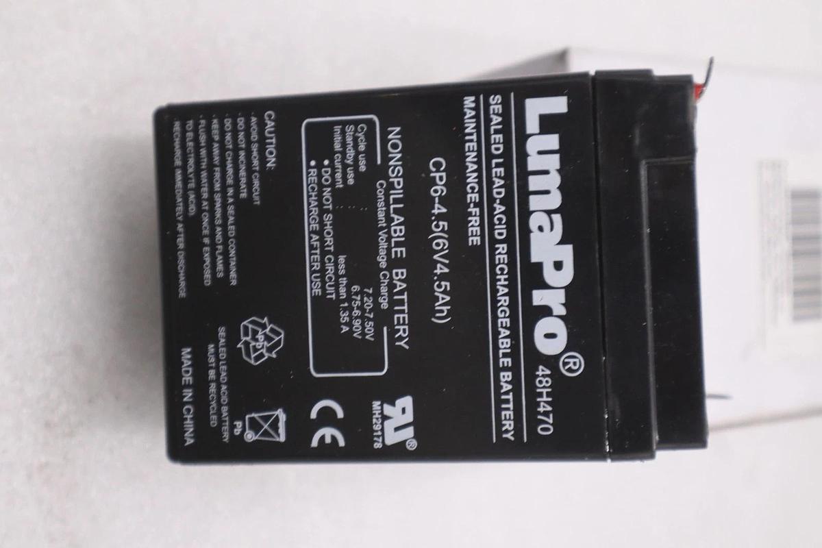 NEW OPEN BOX LUMAPRO 48H470 SEALED LEAD ACID RECHARGEABLE BATTERY K-4031CC