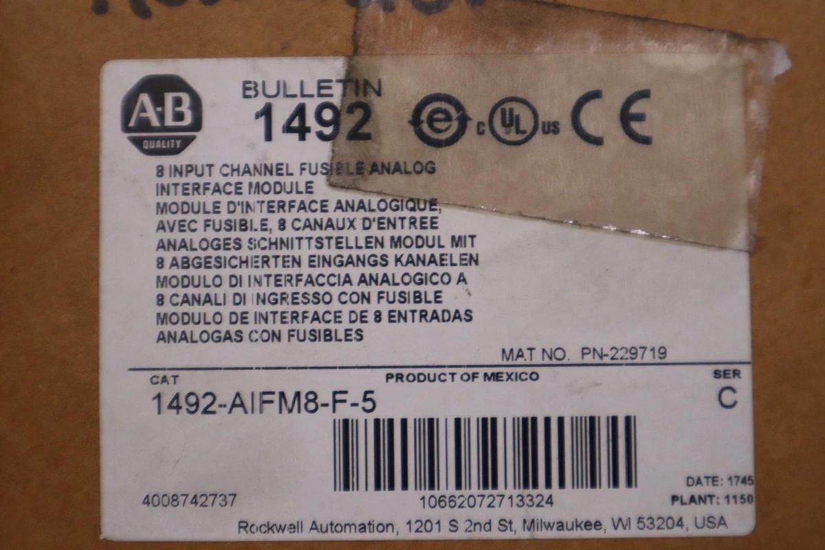Used ALLEN BRADLEY 1492-AIFM8-F-5 SER. C 10-30VDC - NEW - STOCK 3150CC