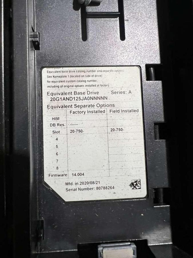 Used ALLEN BRADLEY 20G1AND125JA0NNNNN PowerFlex 755 AC Drive 100 HP NEW STOCK CC-05