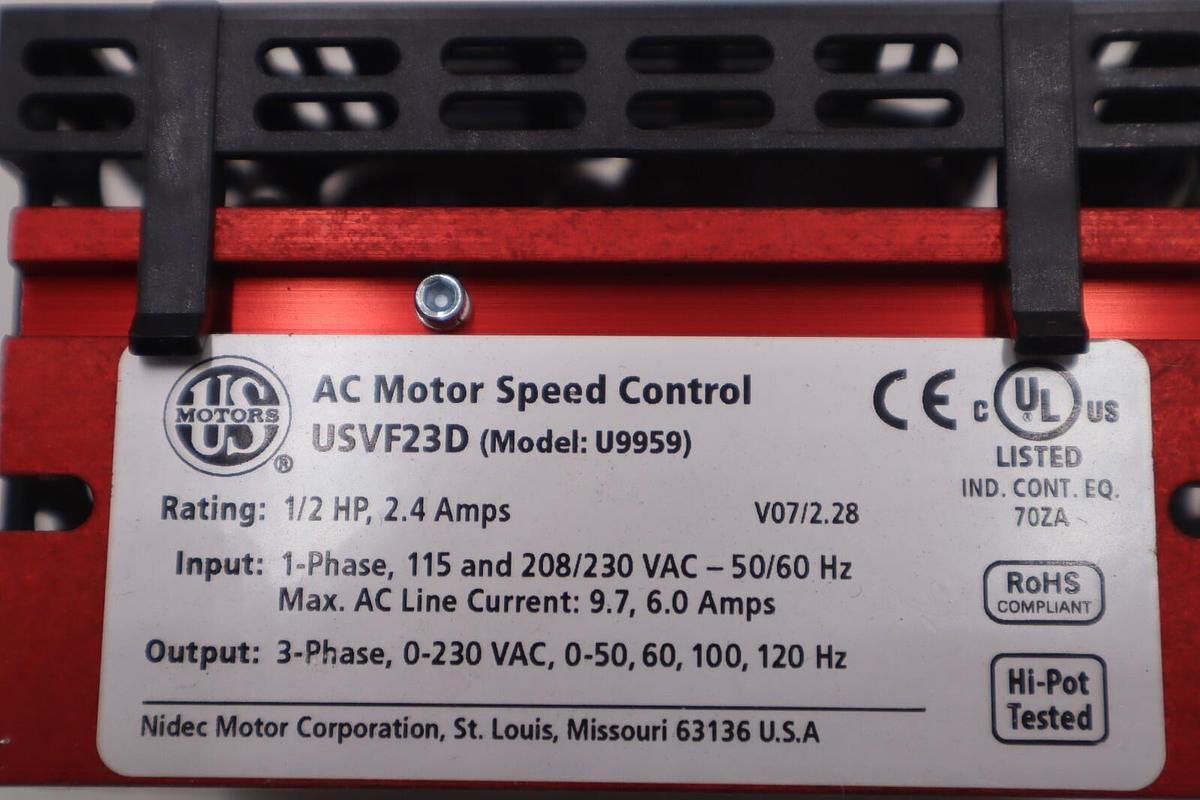 US MOTORS USVF-23D / USVF23D MODEL U9959 .5 HP VFD DRIVE NEW UNIT STOCK 2312-C