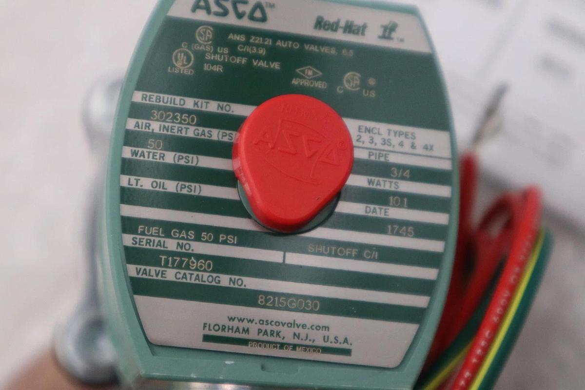 ASCO 8215G030 Redhat  2-way Solenoid Valve 110V/120V 3/4 Inch STK GF64A