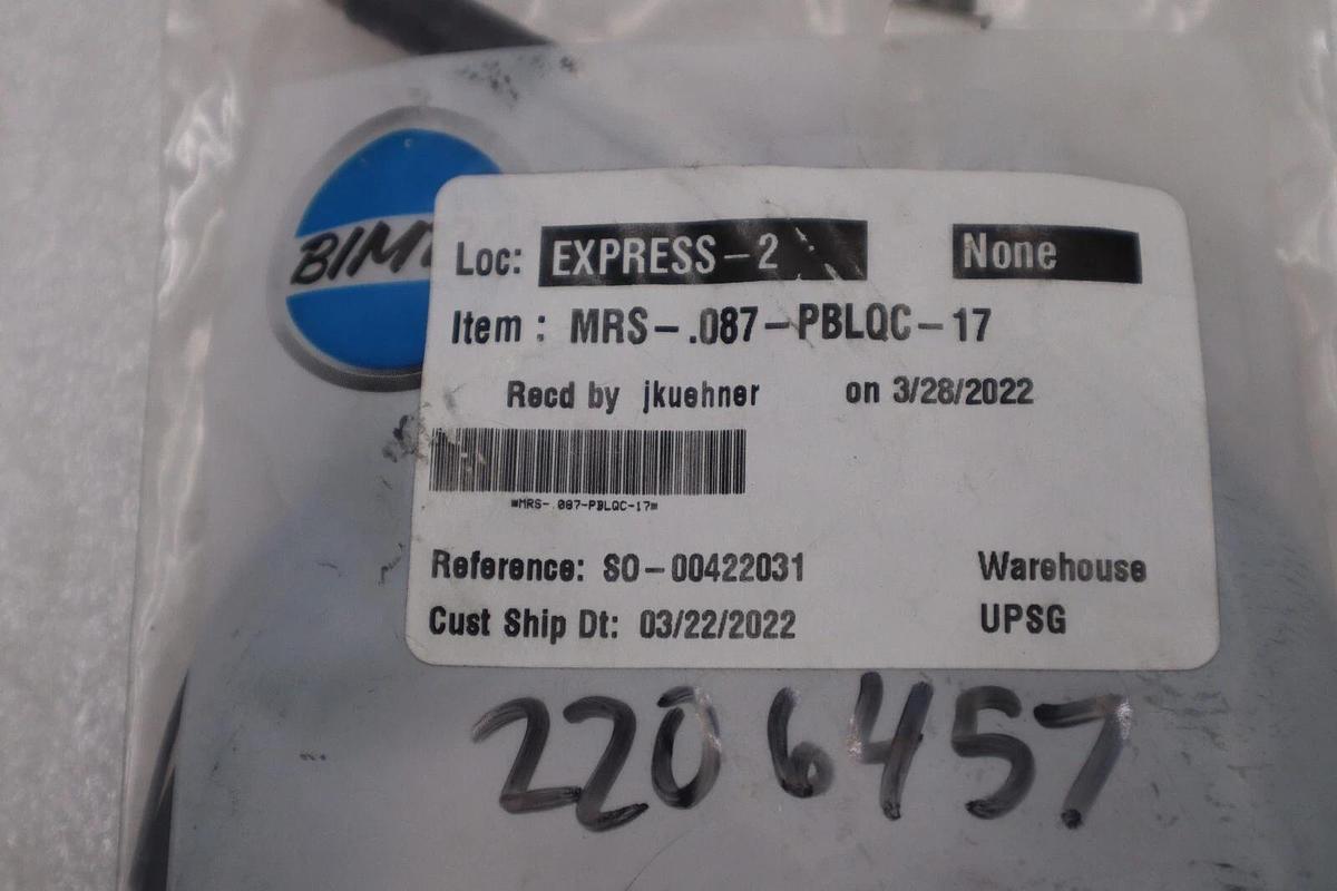 Used NEW BIMBA MRS-.087-PBLQC-17 MAGNETIC REED SWITCH STOCK H854