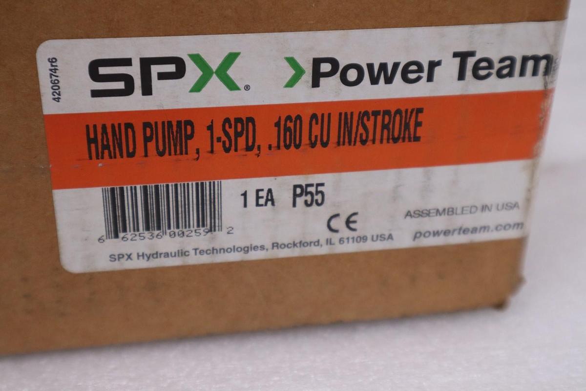 NEW SPX POWER TEAM P55 HYDRAULIC HAND PUMP 1-SPD .160 CU IN/STROKE STOCK GF-1183