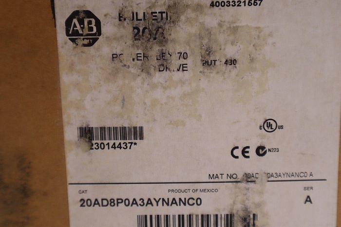 NEW Allen-Bradley 20AD8P0A3AYNANC0 SER A Powerflex AC Drive 5 HP STOCK 3134