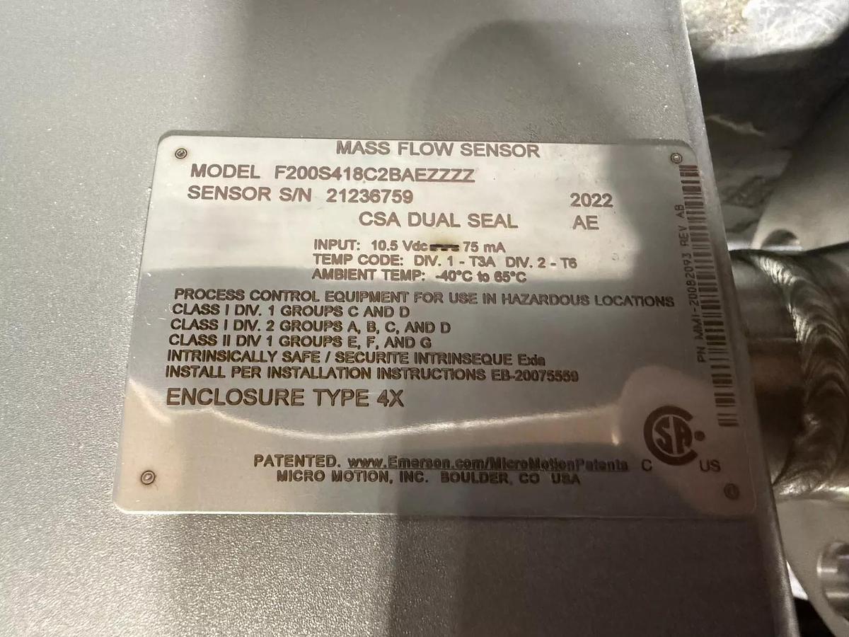 NEW 2" 150# Micro Motion F200 F200S418C2BAEZZZZ Flow Sensor MFG. 2022 STOCK GS5