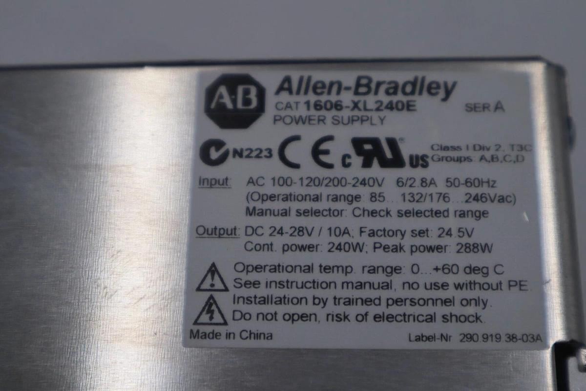 Used ALLEN BRADLEY PLC 1606-XL240E SERIES A AC/DC POWER SUPPLY STOCK K-1551C