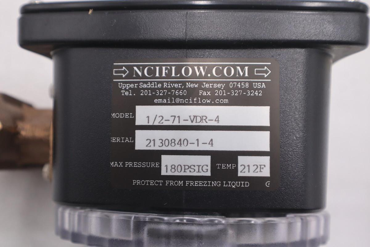 NEW RCM 1/2-71-VDR-4 INDUSTRIES FLOWMETER MAX PRESSURE STOCK 4533