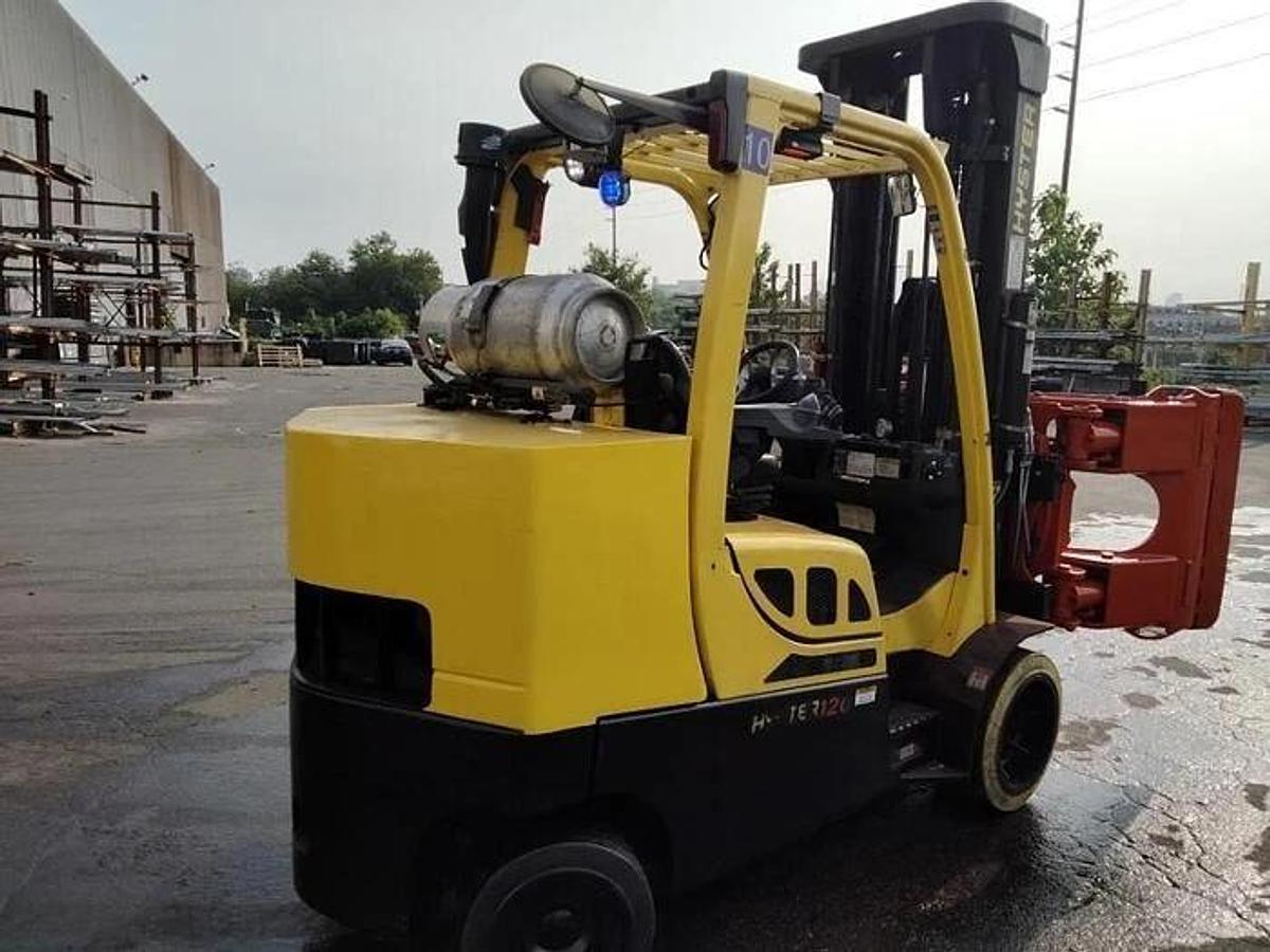 Used 12,000 POUND YALE GLC120VXPRS FORKLIFT TRUCK WITH 60" CASCADE ROLL CLAMP