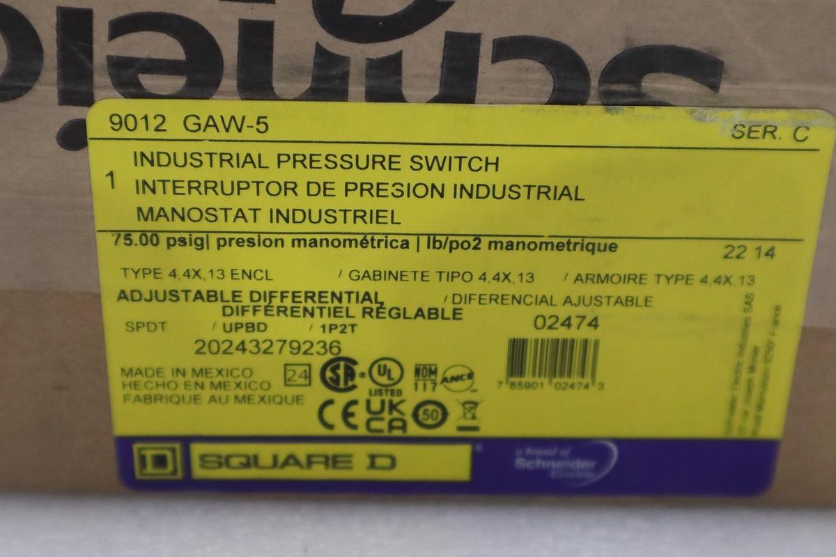 Used NEW SQUARE D 9012 GAW-5 SER C PRESSURE SWITCH STOCK GF466A