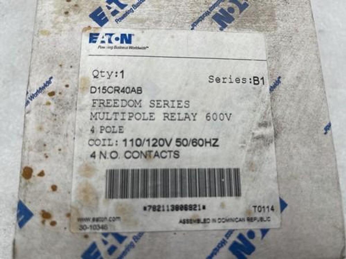 EATON D15CR40AB SER. B1 110/120V 10A NSMP STOCK 3860