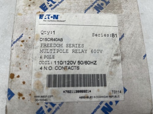 EATON D15CR40AB SER. B1 110/120V 10A NSMP STOCK 3860