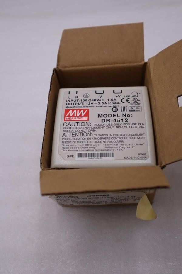 NEW IN BOX Mean Well DR-4512 Power Supply 1.5A 50/60Hz STOCK H510A