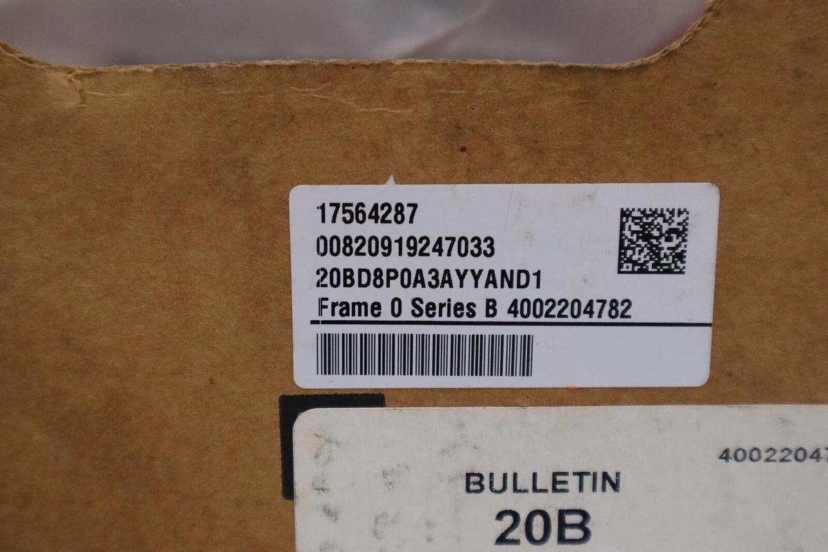 Used ALLEN-BRADLEY 20BD8P0A3AYYAND1 POWERFLEX 700 SERIES B NEW DRIVE STOCK #5355