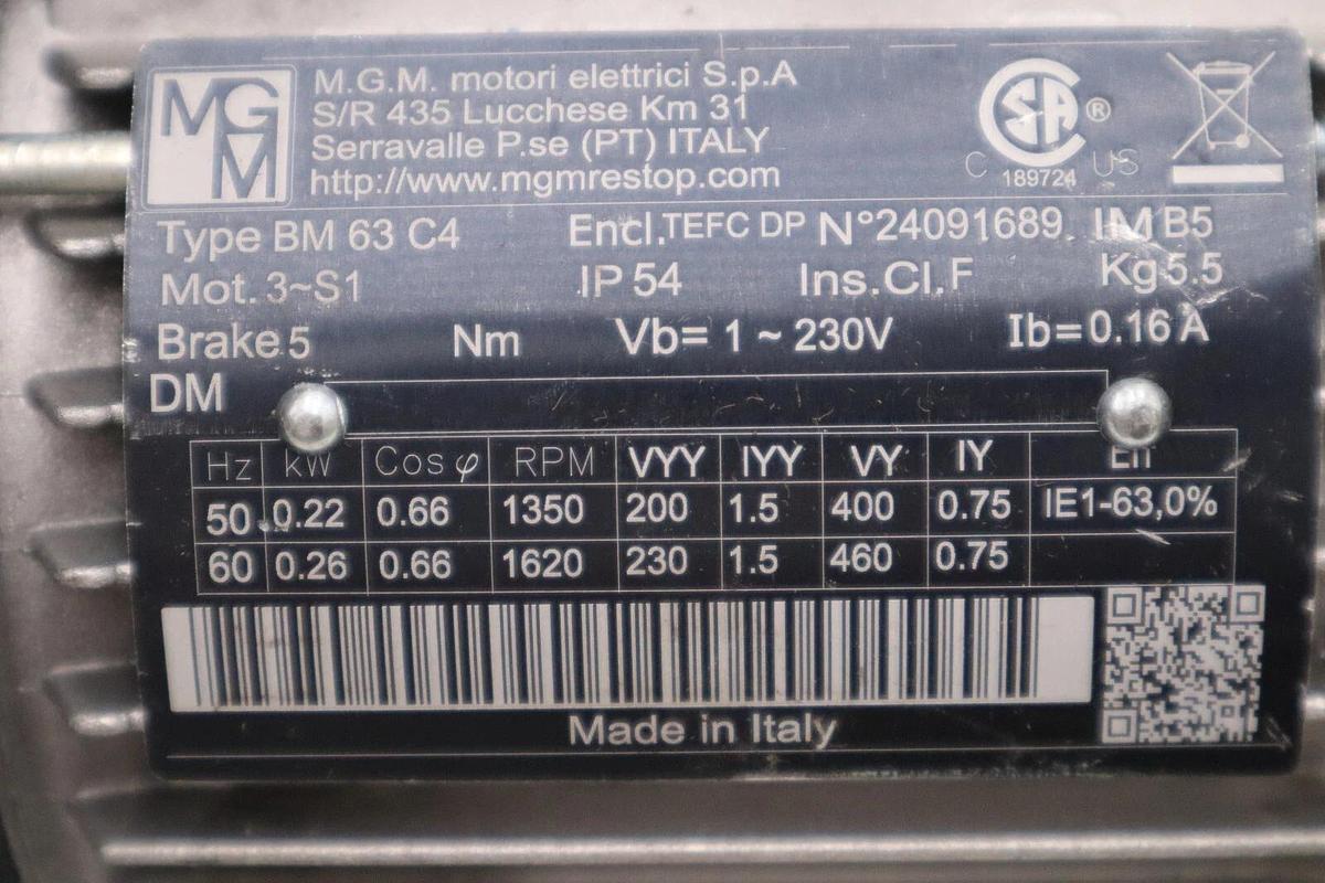 Used New MGM Motori BM63C4 Brake Motor STOCK H779