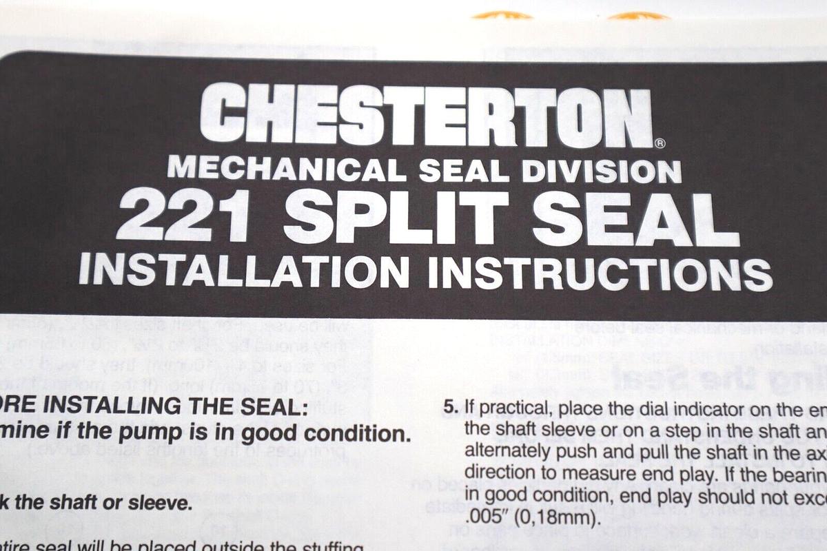 NEW CHESTERTON 42707 221 SPLIT SEAL SPK CB/CR EP SIZE -14 #L-453