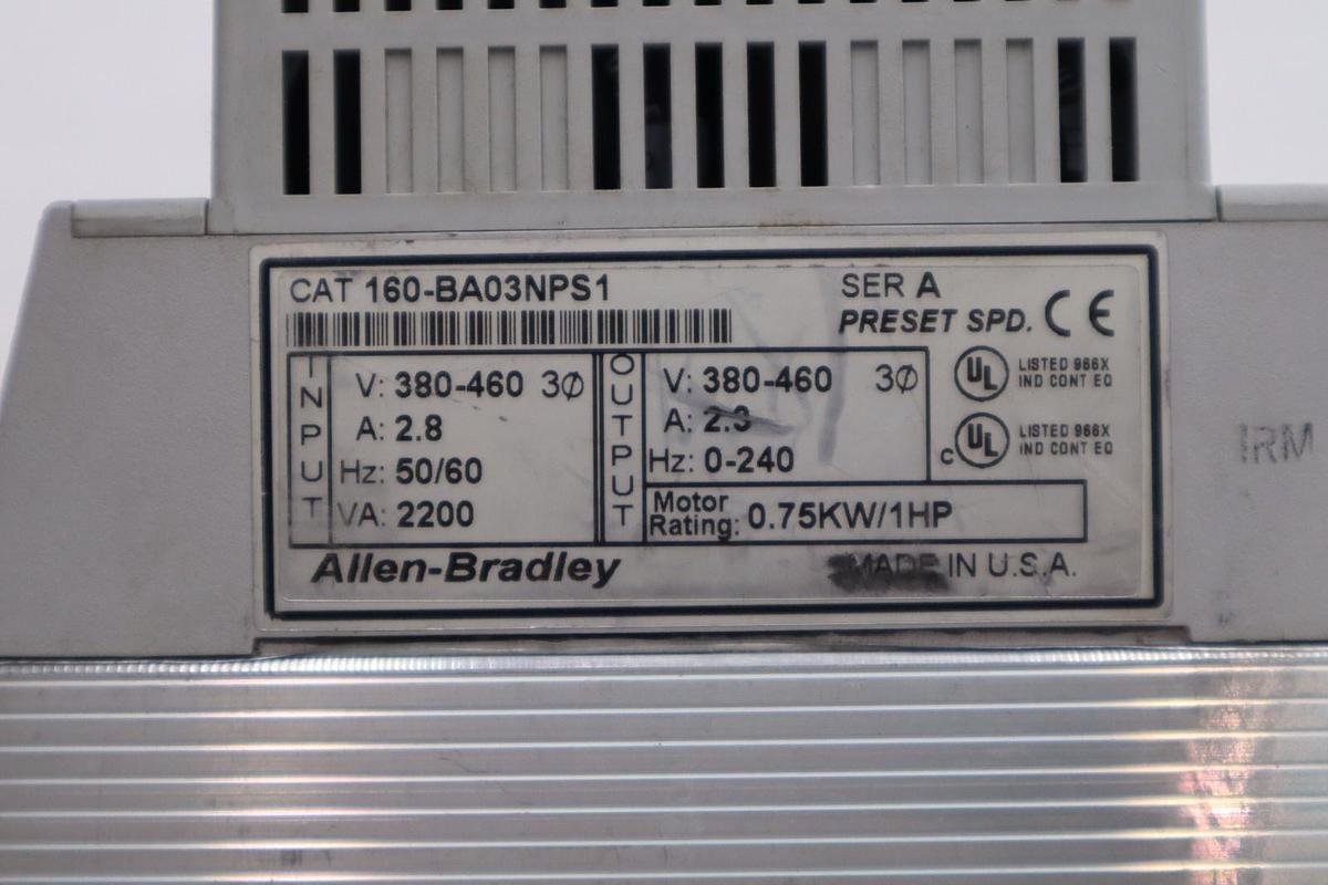 Used ALLEN BRADLEY 160-BA03NPS1 AC 1HP 380-460V-AC 0-240HZ DRIVE STOCK H651A