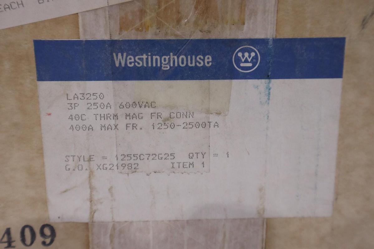 NEW IN BOX WESTINGHOUSE LA325 CIRCUIT BREAKER 250 AMP 3 POLE 600VAC STOCK G500