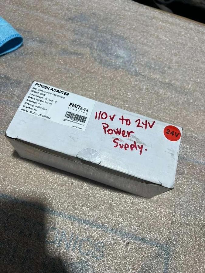 Used Emitever AC/DC AdapterModel KT120A-2400400M250/60HzOutput: 24v. 4A STK L817CC