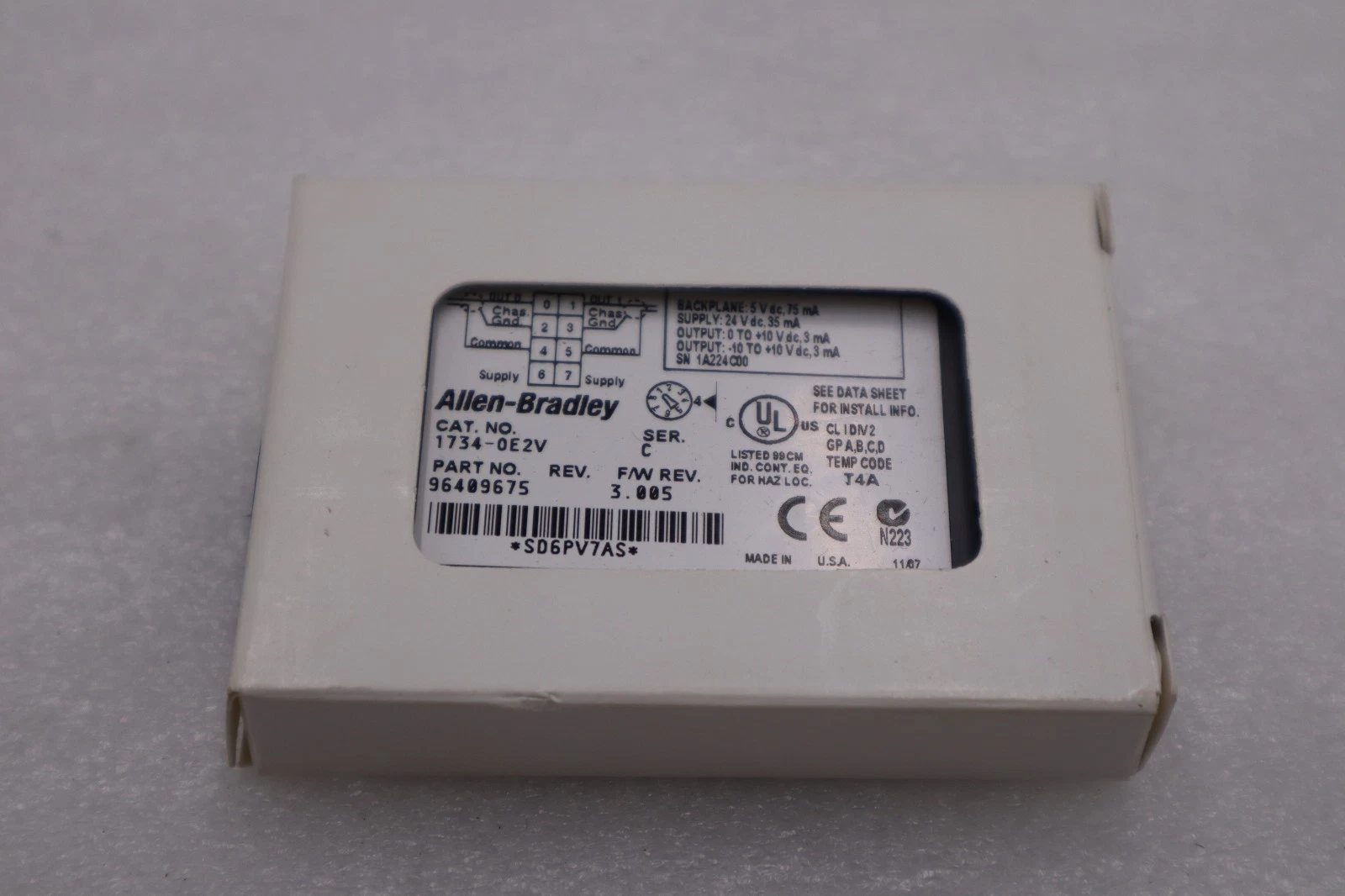 Used Allen Bradley 1734-0E2V OUTPUT MODULE POINT I/O ANALOG STOCK H1201A