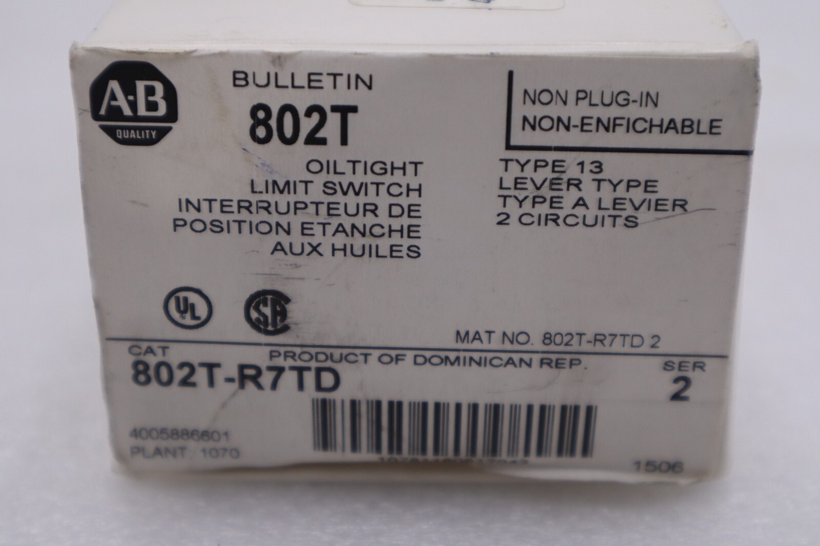 ALLEN BRADLEY 802T-R7TD SER. 2 120VAC 3A NEW WITH BOX STOCK G616A