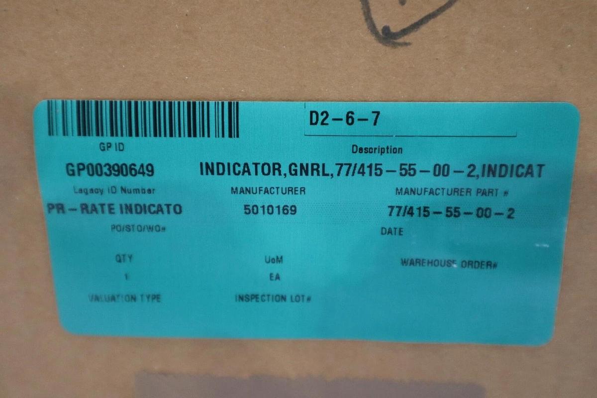 Used NEW VORNE INDUSTRIES 77/415-5S-00-2 RATE MONITOR 3 DIGIT STOCK 2290-D