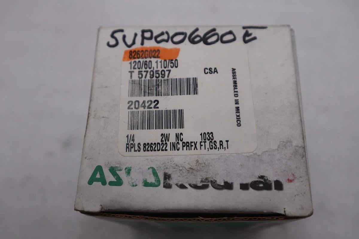 Used NEW ASCO 8262G022 120/60 1/4 2W Solenoid Valve Coil STOCK GF-765A