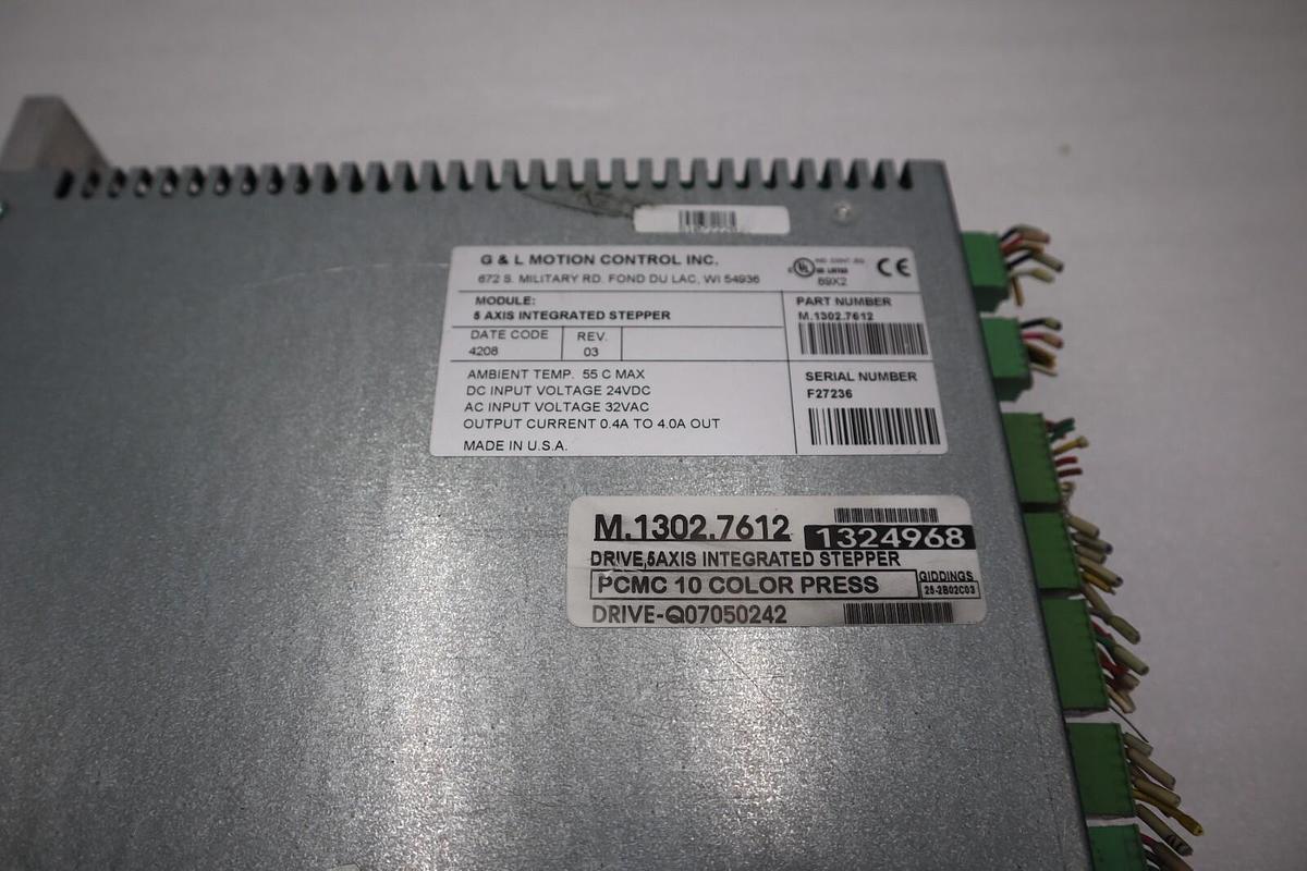 Used G & L MOTION CONTROL M.1302.7612 5-Axis Integrated Stepper 32Vac STOCK 5142A