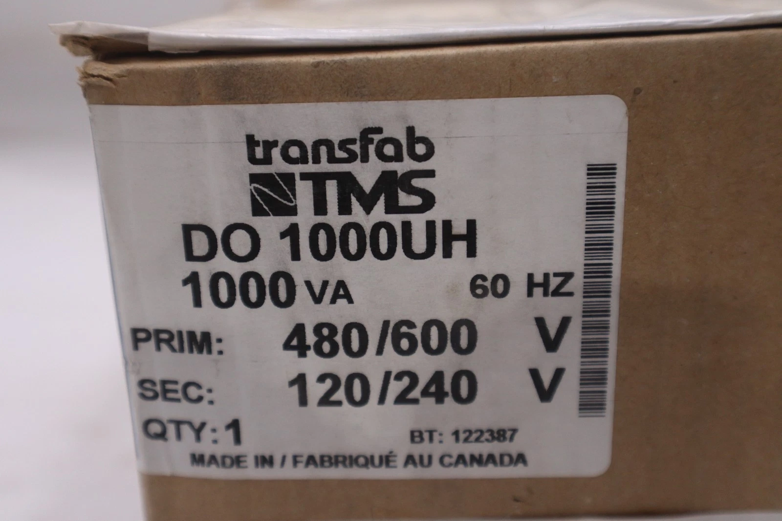 Used TRANSFAB TMS DO 1000UH/ DO1000UH CONTROL TRANSFORMER - STOCK SGF129