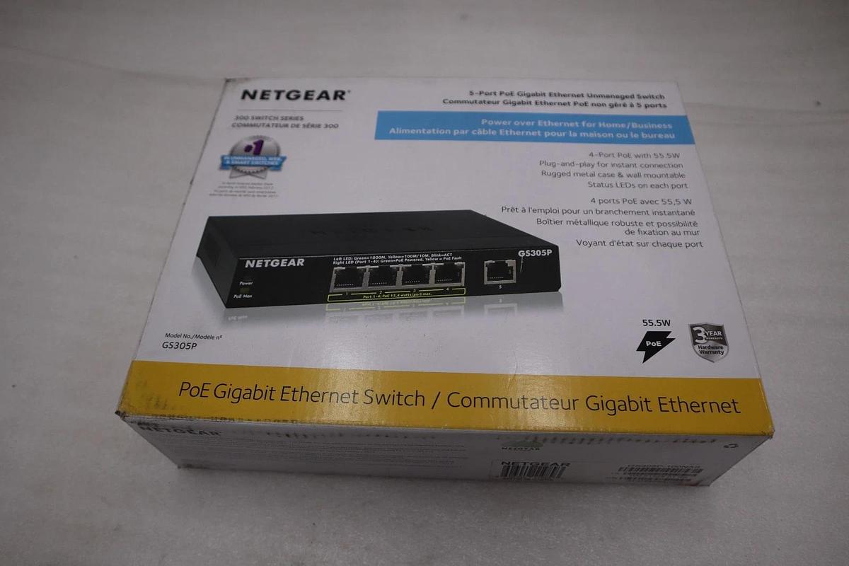 Used NETGEAR GS305P 5-Port Gigabit Ethernet PoE - NEW SEALED - STOCK GF207