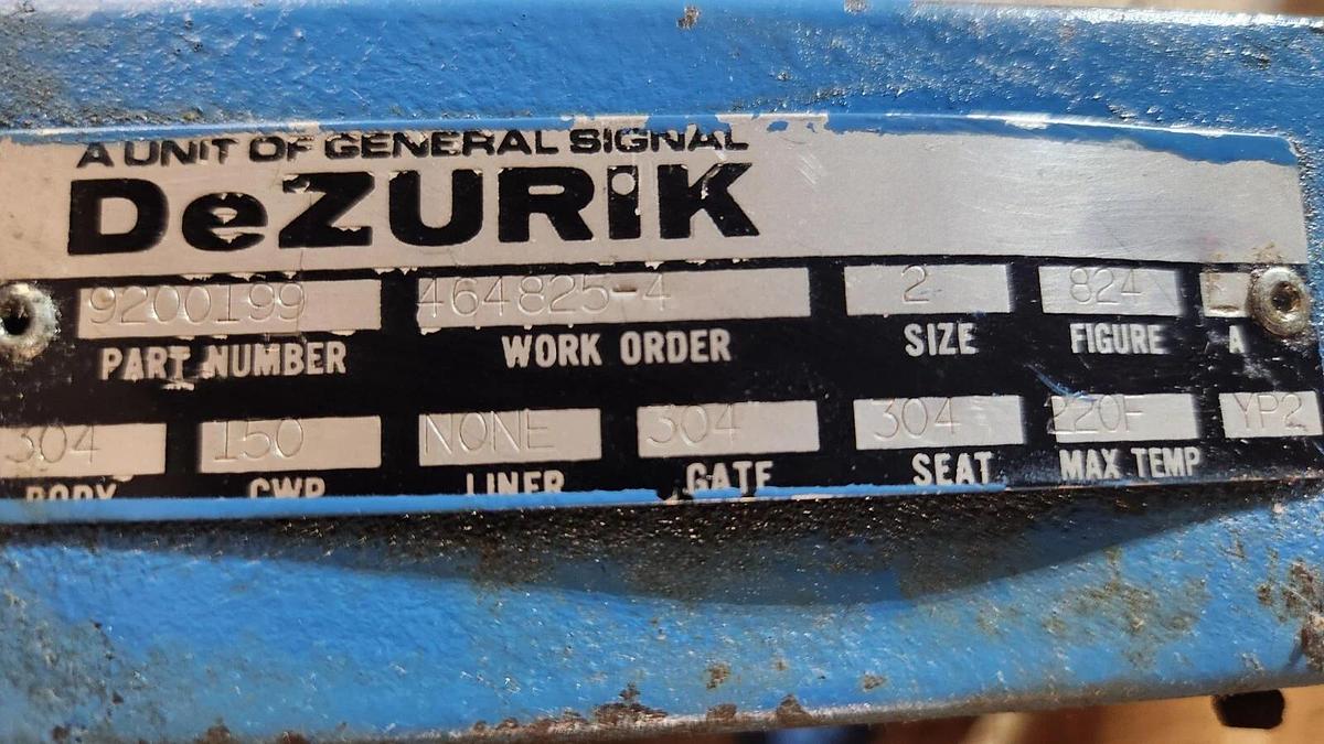 Used DeZURIK Gate Valve 9200199 SIZE 2 GATE 304 STAINLESS MANUAL 2" VALVE STOCK PF201