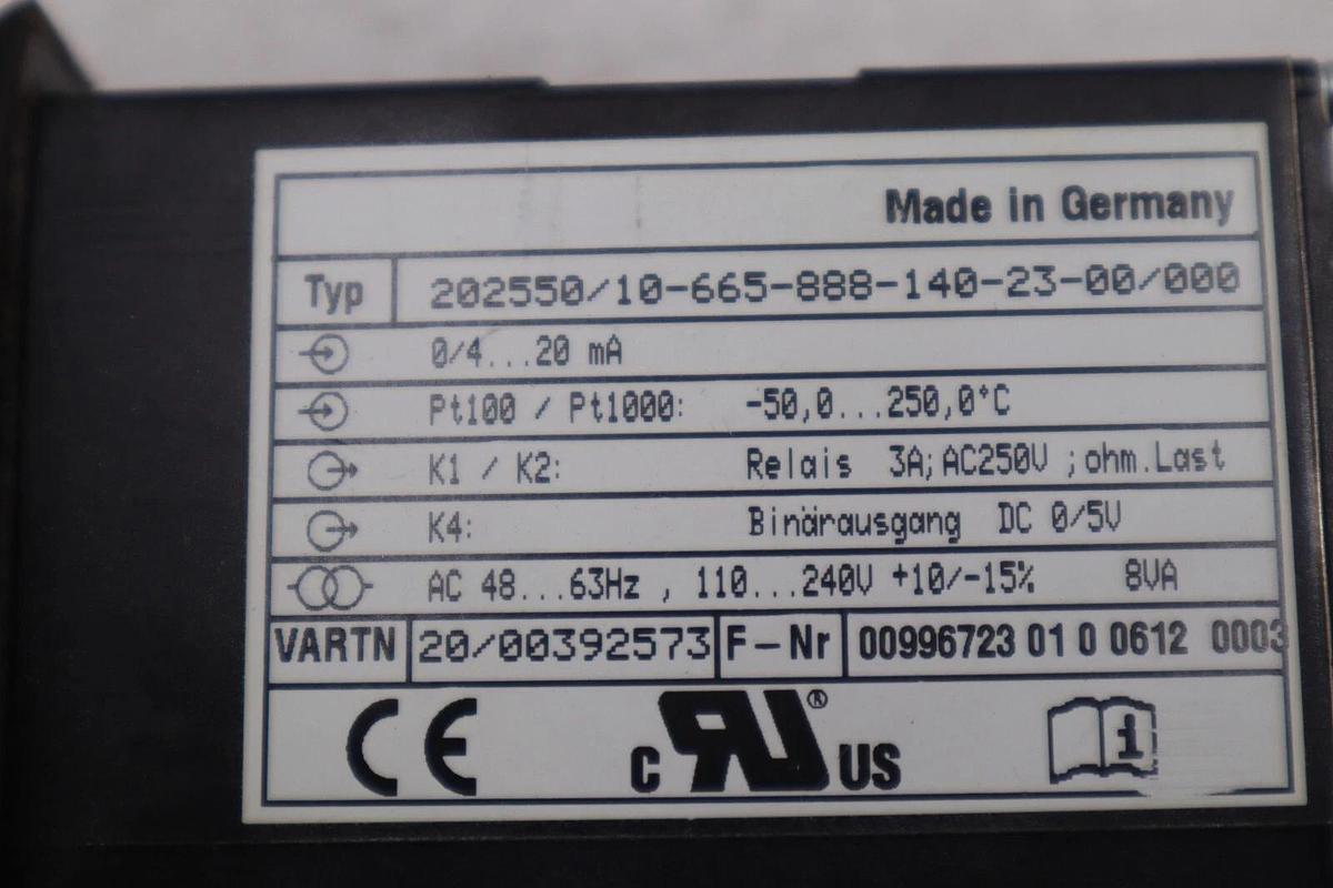 Used Jumo Regulator dtrans Type: 202550/10-665-888-140-23-00/000 STOCK L-722-A
