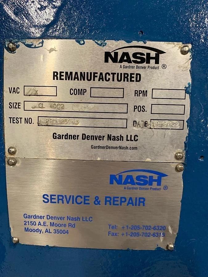 Used NASH CL4002 VACUUM PUMP REMANUFACTURED 2022
