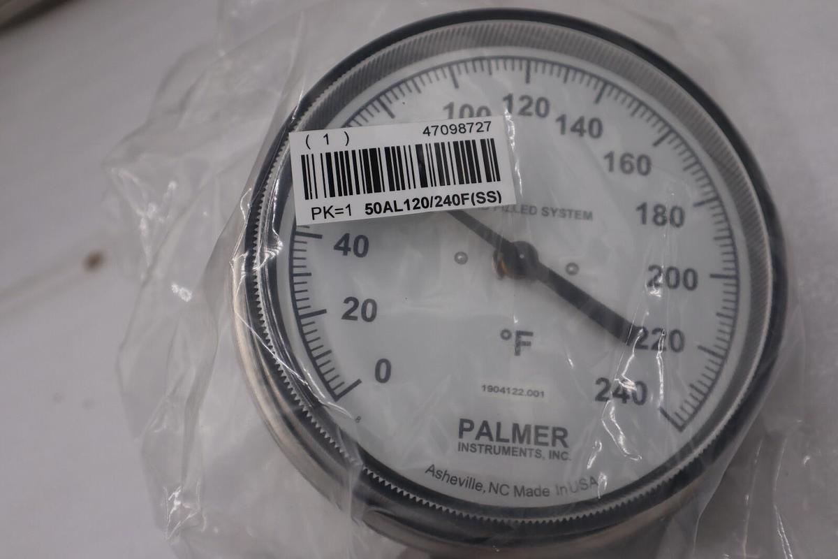 NEW Palmer 50AL 120/240F Stainless Steel Liquid Actuated Thermometer STOCK G528