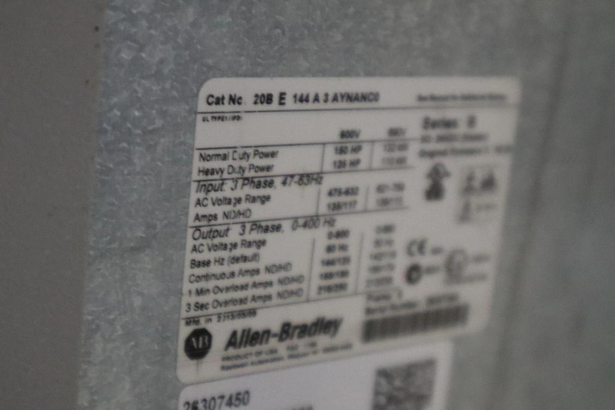Used ALLEN BRADLEY 20BE144A3AYNANC0 POWERFLEX 700 150HP AC DRIVE - STOCK SGF-5