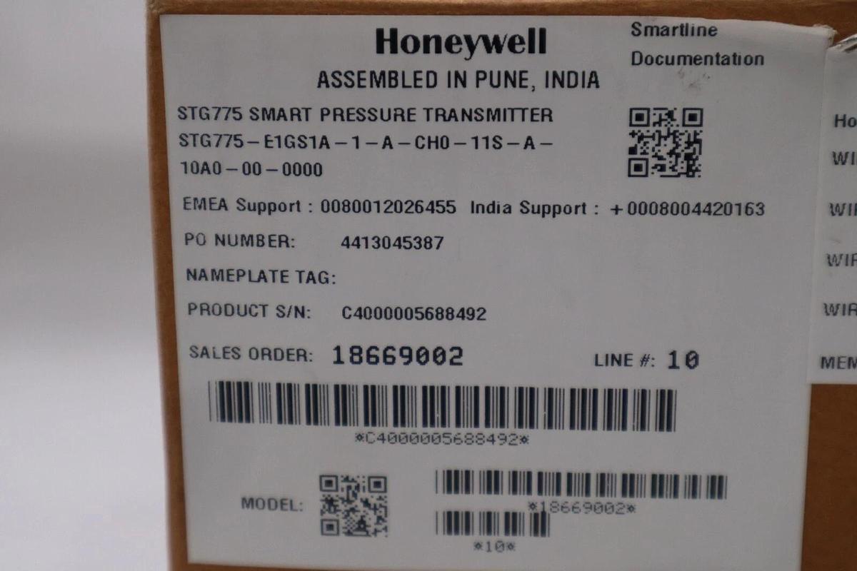 Used Honeywell STG775-E1GS1A-1-A-CH0-11S-A-10A0-00-0000 SMART TRANSMITTER STOCK G479