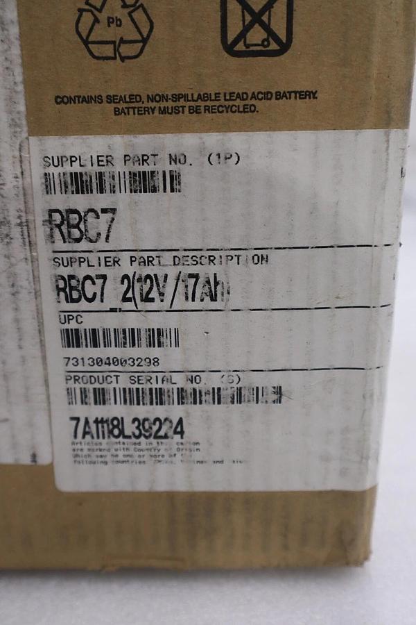 NEW SCHNEIDER ELECTRIC APC RBC7 NON-SPILLABLE BATTERY 17AH 12 VAC STOCK 5443