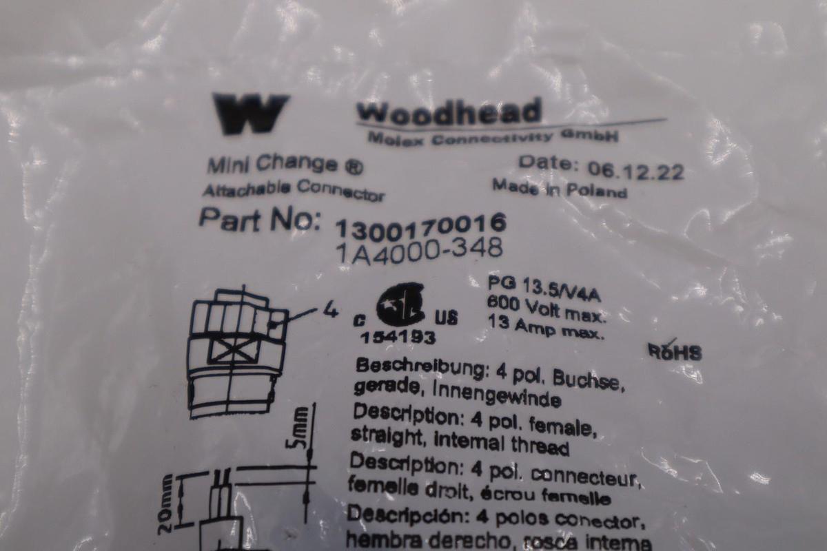 LOT OF 3 -NEW Daniel Woodhead 1300170016 Change Connector 1A4000-348 STK H1337A