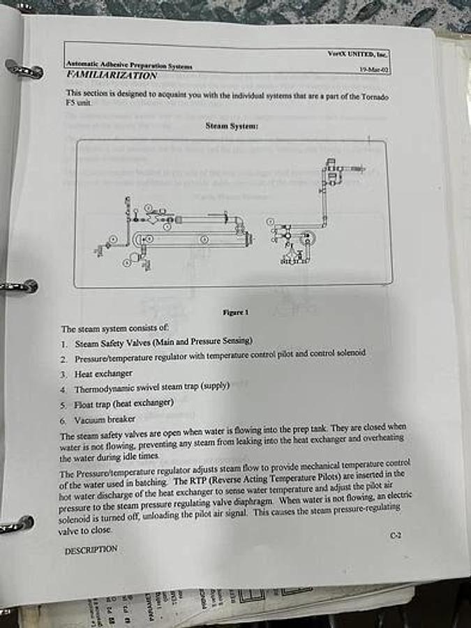 Used VORTEX UNITED STARCH MIXING SYSTEM TORNADO F5, MODEL 0202501 FX3