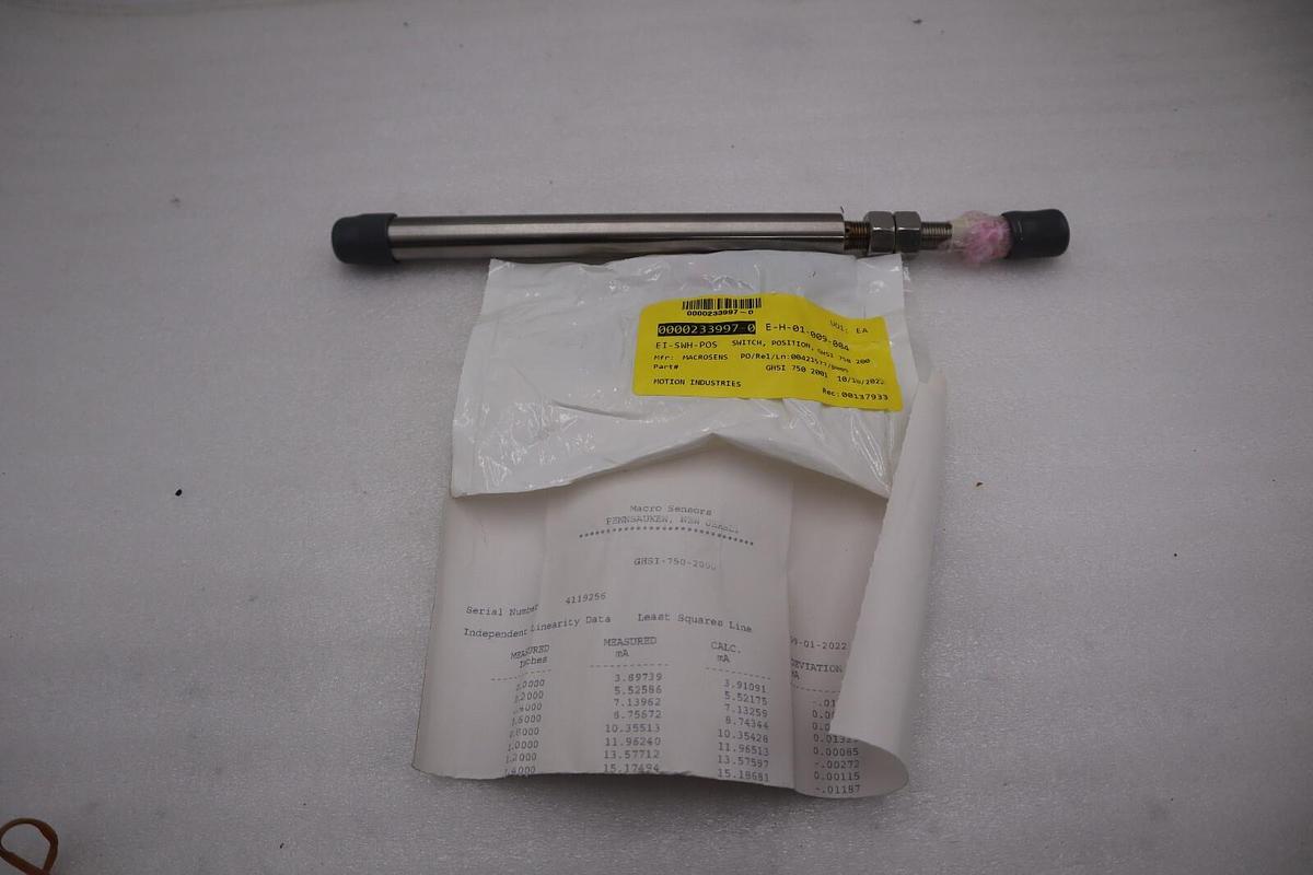 Used NEW TE CONNECTIVITY MACRO SENSOR GHSD-750-2000 / GHSD7502000 STOCK G844