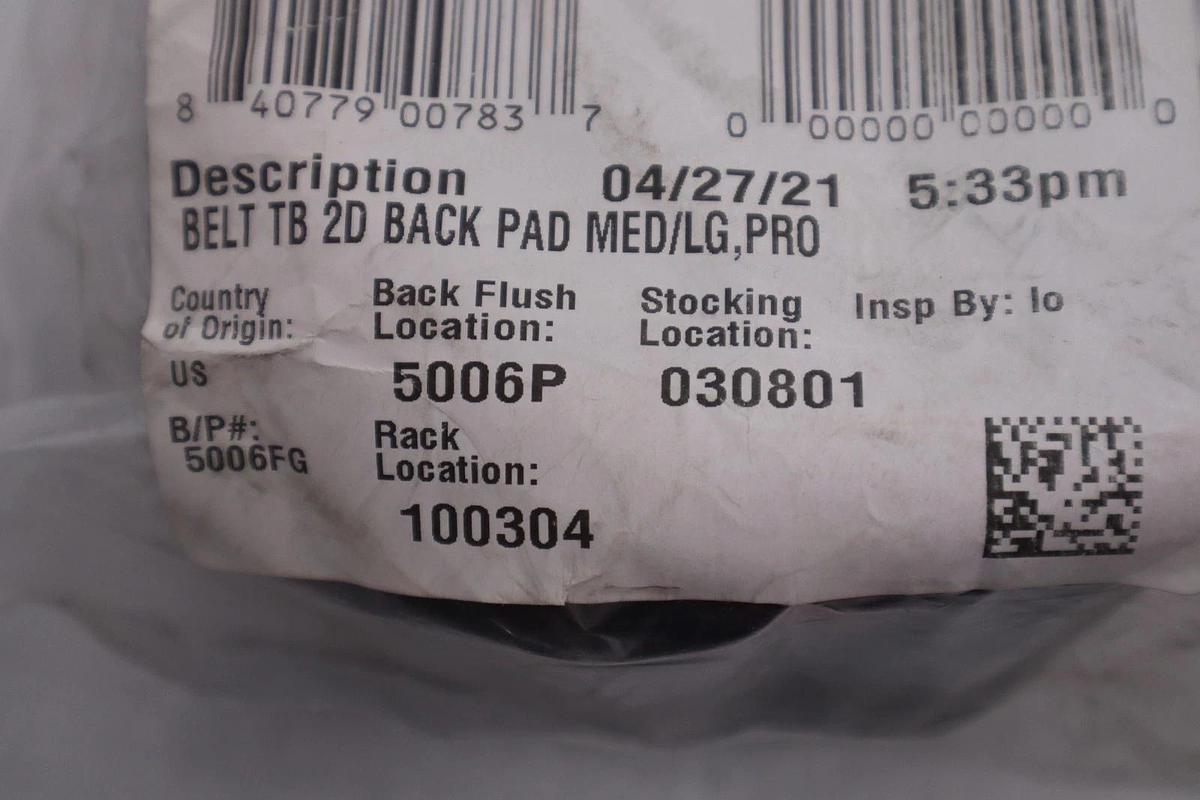 Used 3M Protecta PRO Body Belt with Hip Pad, 2 D-Rings, Medium/Large, 1091014 #GF1163