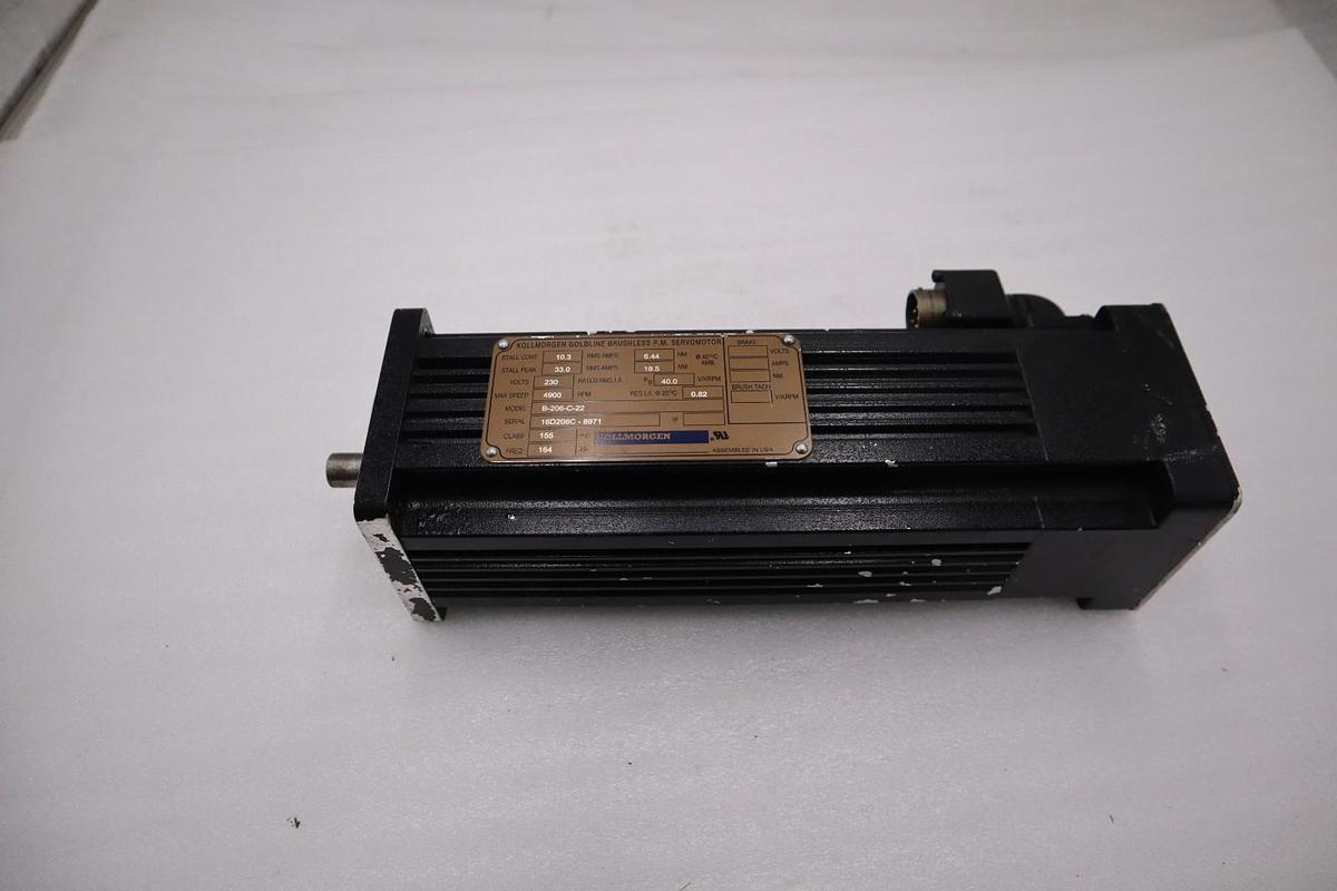 Used KOLLMORGEN B-206-C-22 Goldline Brushless P.M Servomotor STOCK H1254