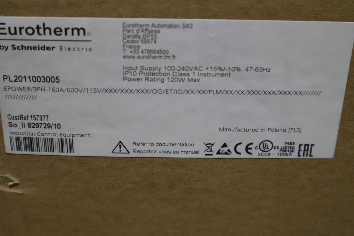 Used EPOWER/3PH-160A/600V/115V/XXX/XXX/OO/ET/IO/XX/XX/PLM/XX/XX/XXX/XXX/XXX/XXX NEW