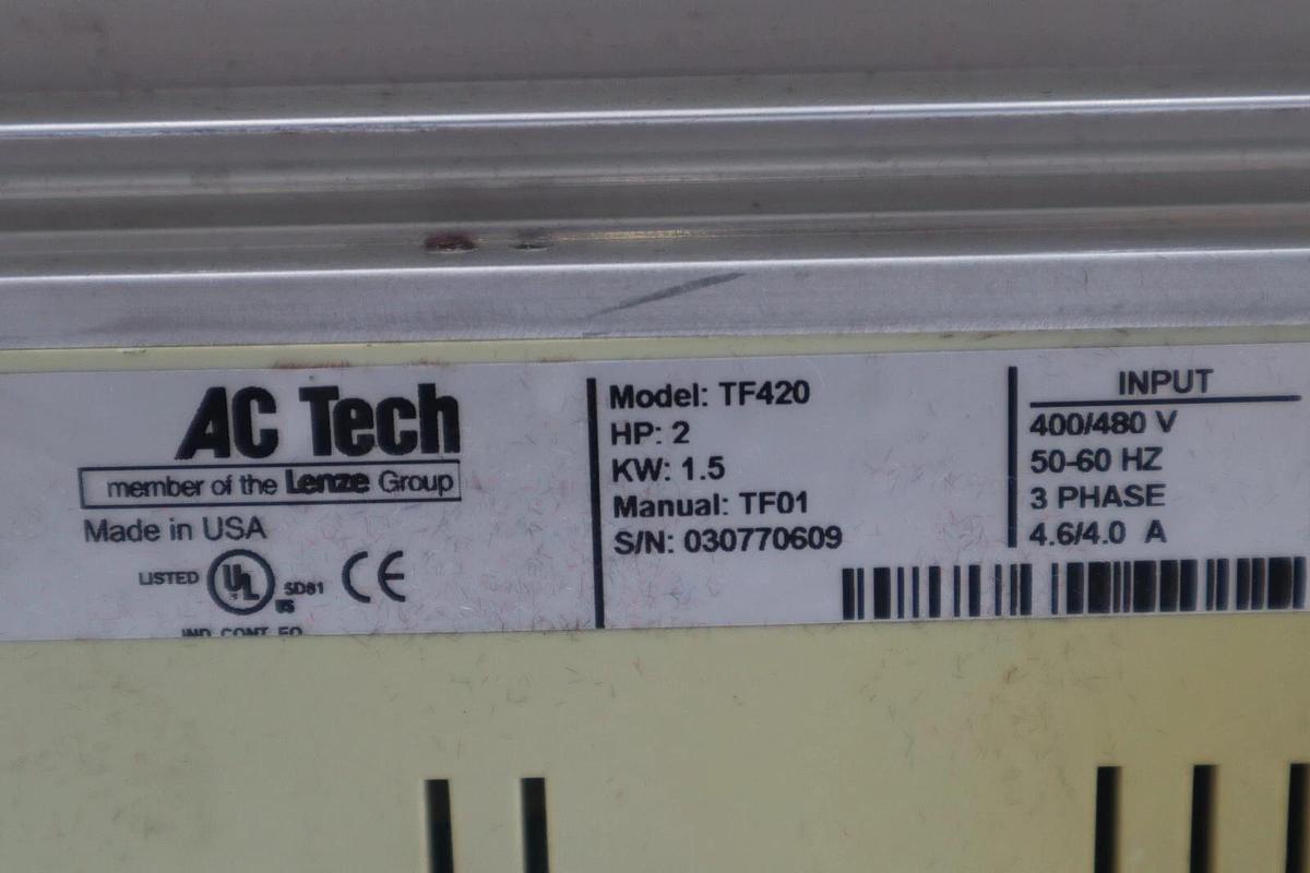 Used Lenze AC Tech TF420 SCM Series Variable Speed Motor Drive 2 HP STOCK 4345