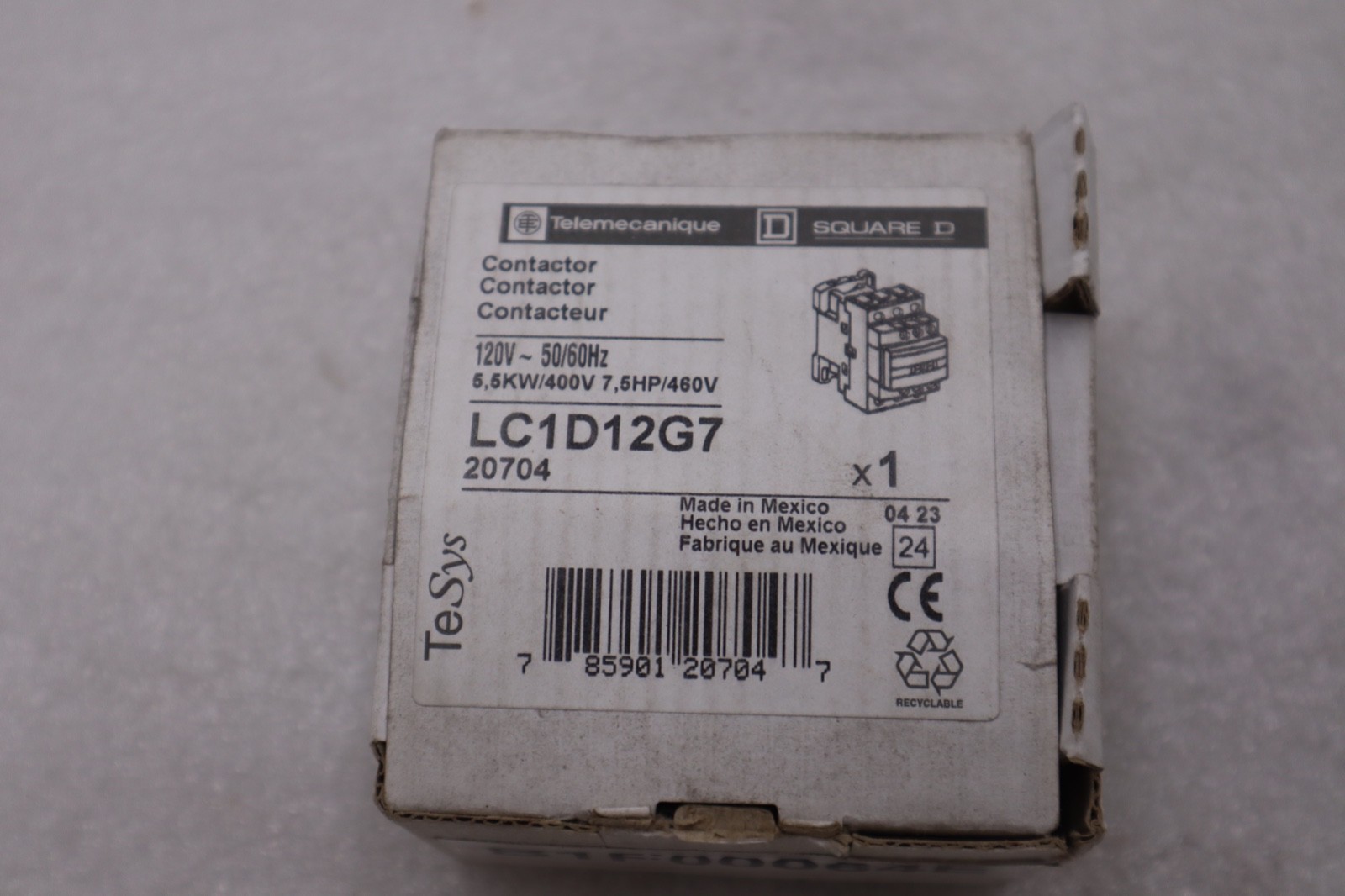 Used SQUARE D LC1D12G7 SCHNEIDER CONTACTOR STOCK #K-1954A