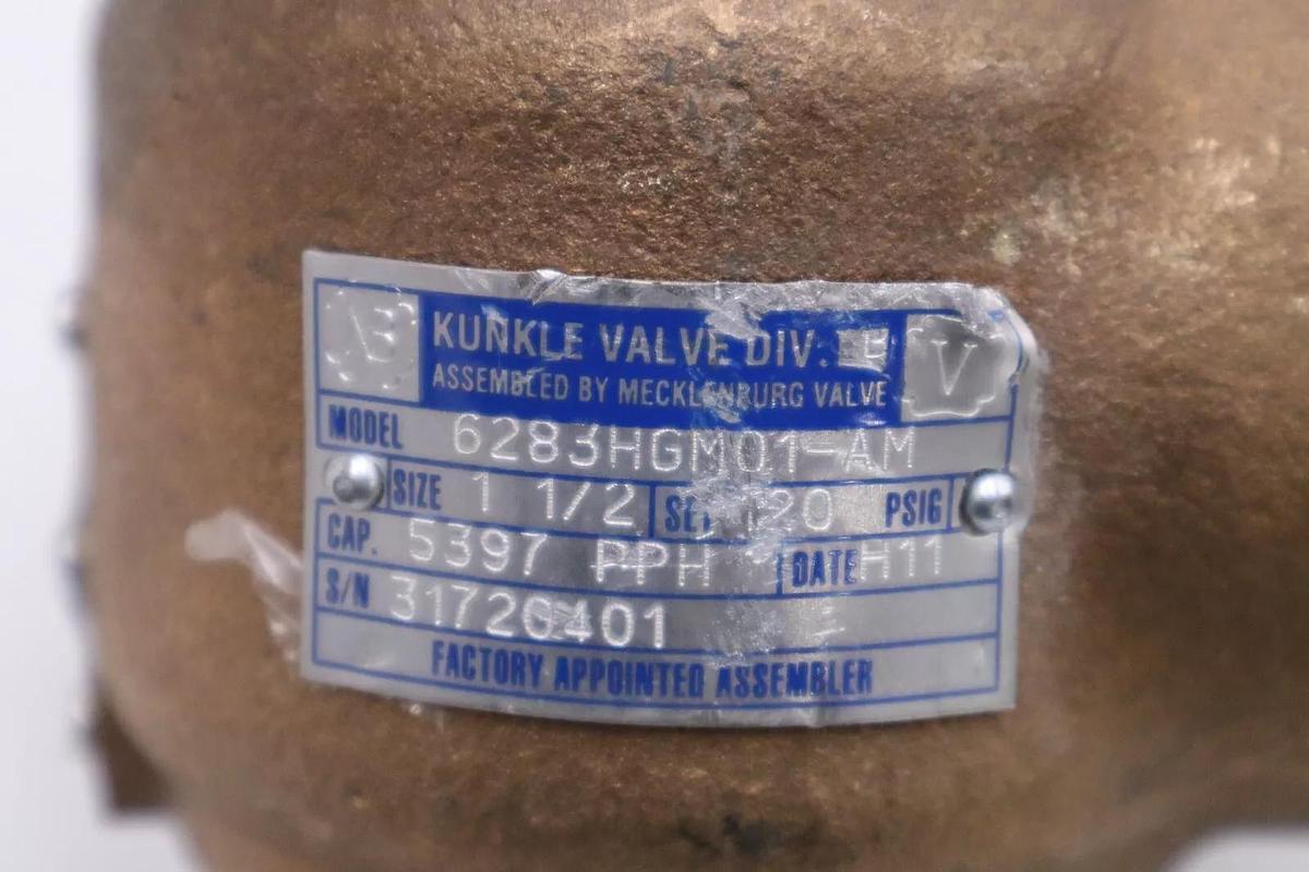 Used NEW Kunkle 6283HGM01-AM Pressure Relief Valve 1-1/2" STOCK 5994